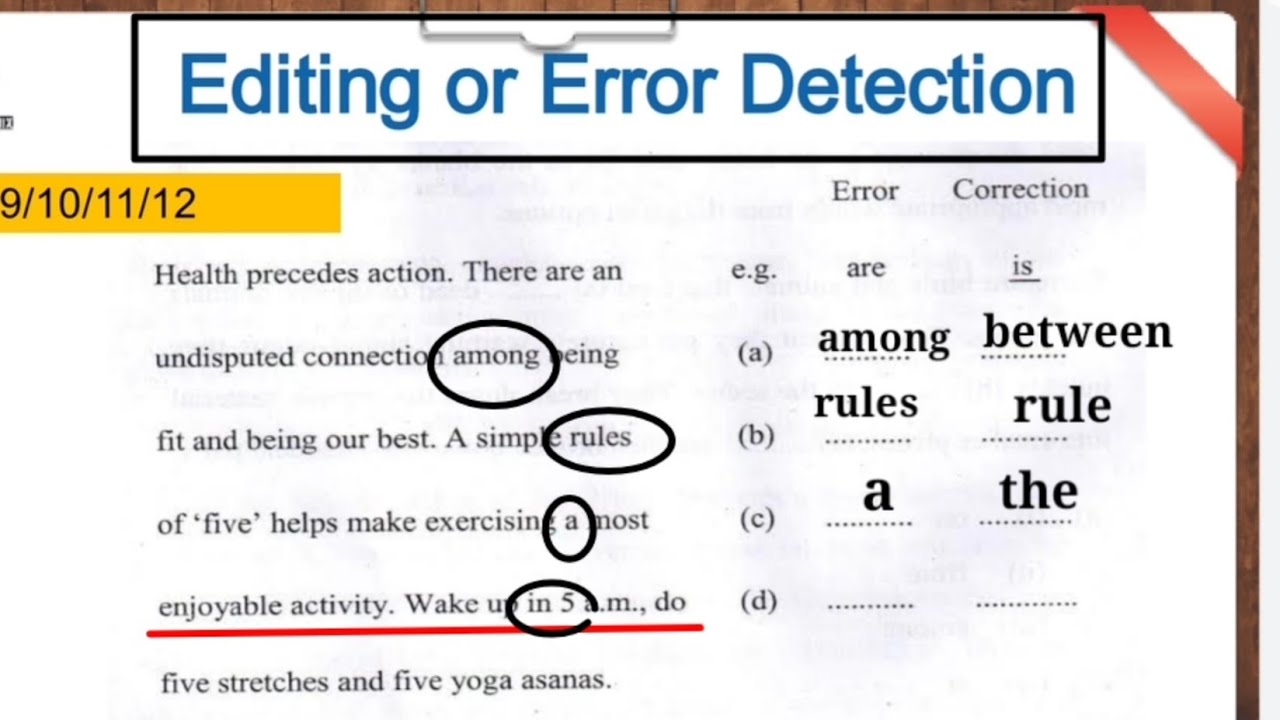 Error correction exercises. Editing errors