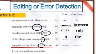 Editing | Error Detection | Tricks and practice questions | class 9/10/11/12