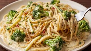 So delicious, you can’t stop! Pasta with Broccoli in a Rich Creamy Sauce!