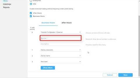 Webex Calling Admin Portal – Auto Attendants: Dialing Menu
