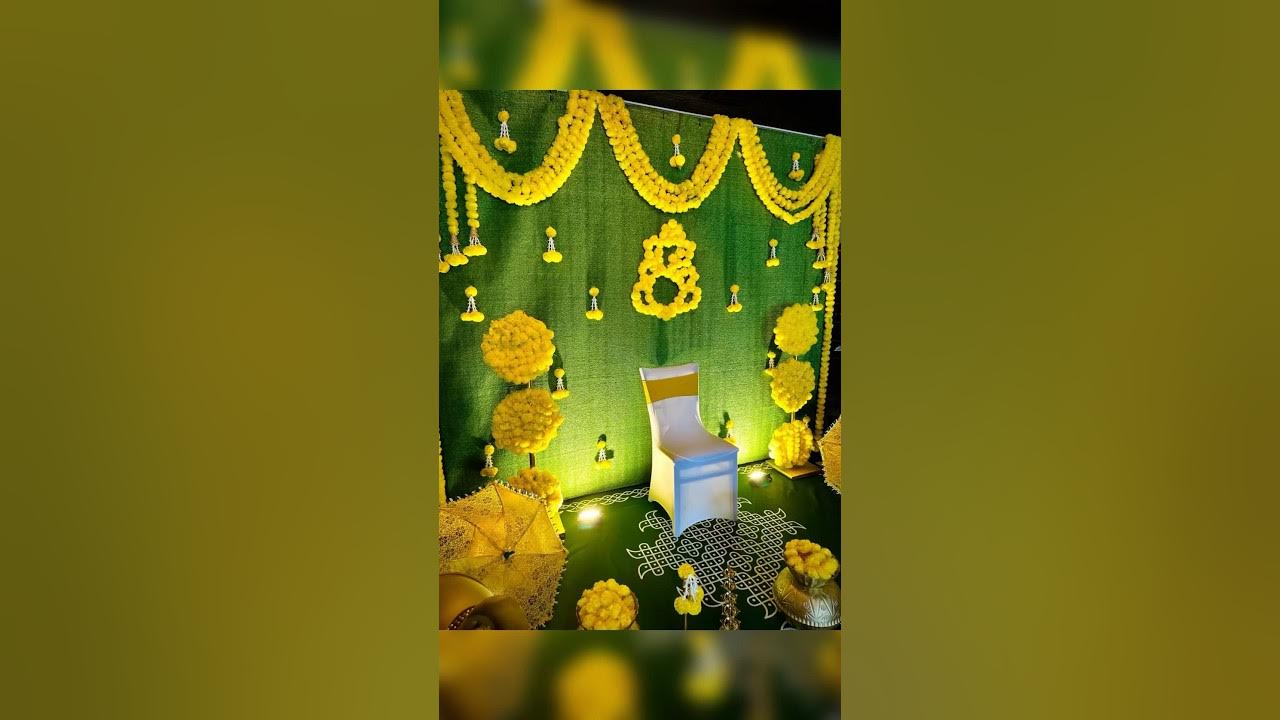 DIYLow cost Baby shower Seemantham Backdrop Decor with marigold