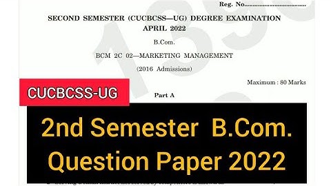 MARKETING MANAGEMENT          |         2nd Semester  B.Com.  Question Paper 2022  #calicut