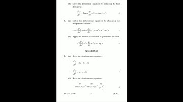 Mathematics (Ordinary Differential Equations) BSC 2nd Sem KUK Previous Year 2020