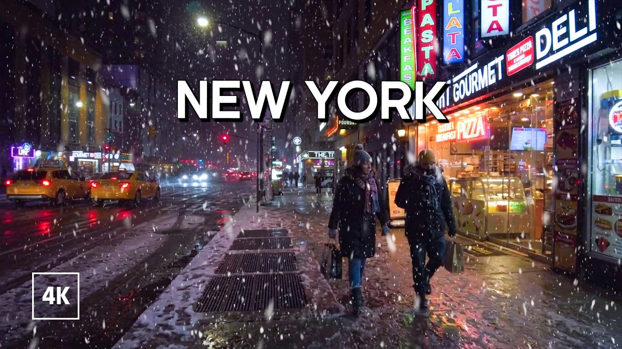 New York, Amerika Serikat | Tur Jalan di Salju 4K | 11 Mar 2026