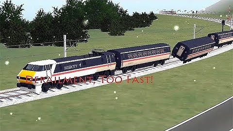 Inter City Class 91 At Airport Got Derailment Because Too Fast In Snowy Day - Train Sim