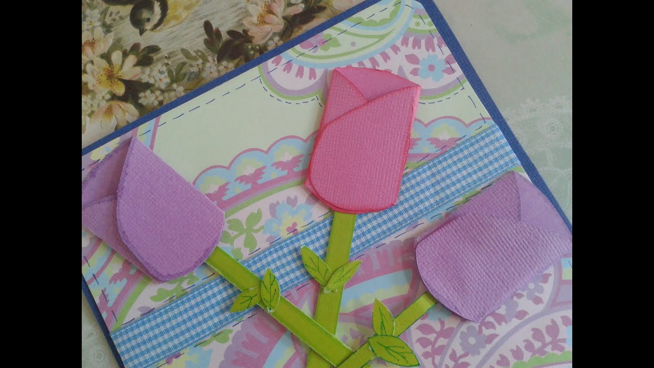 tulipanes para hacer invitaciones de boda, xv años, baby shower, tarjetas manualidades de animales