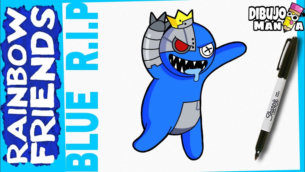 HOW TO DRAW ROBOT BLUE (Blue's Dark Secret)  Rainbow Friends Roblox  Characters - Easy Drawing 