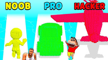 NOOB vs PRO vs HACKER in PIXEL RUN 3D with SHINCHAN and CHOP