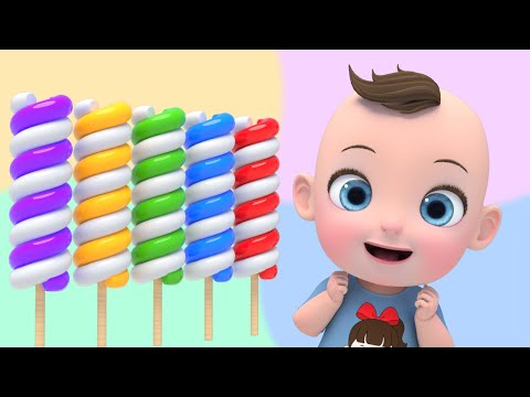 Funny <strong>Learn</strong> Colors Song! | Baby Shark &amp;<strong>amp</strong>; Lollipop Candy | Nursery Rhymes &amp;<strong>amp</strong>; Kids Songs | Kindergarten