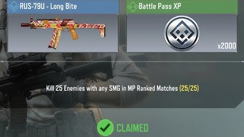 Call Of Duty Mobile Kill 25 Enemies with any SMG in MP Ranked Matches Task Complete