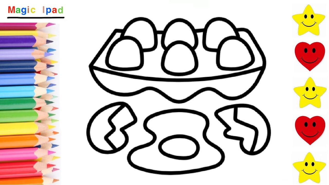 Como dibujar HUEVOS EN HUEVERA | dibujos para niños 💓⭐ How to draw an ...