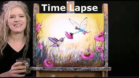 TIME LAPSE - Leer hoe je een KOLIBRIE EN FEE schildert met acrylverf - Fantasy Stap-voor-stap Tut...