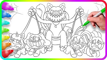 Coloring Pages SMILING CRITTERS - Evil CatNap / Satisfying Coloring Poppy Playtime characters