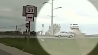 Car goes airborne during chase