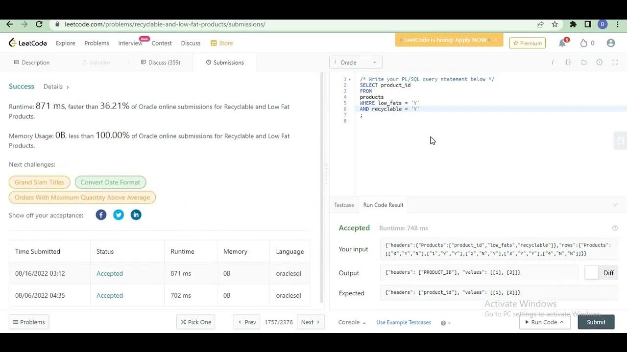 LeetCode || Recyclable and Low Fat Products || SQL Study Plan -- Day 1 ...