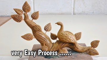 Very easy process with clay tree and bird #clayart #diy #tree #birds #art 