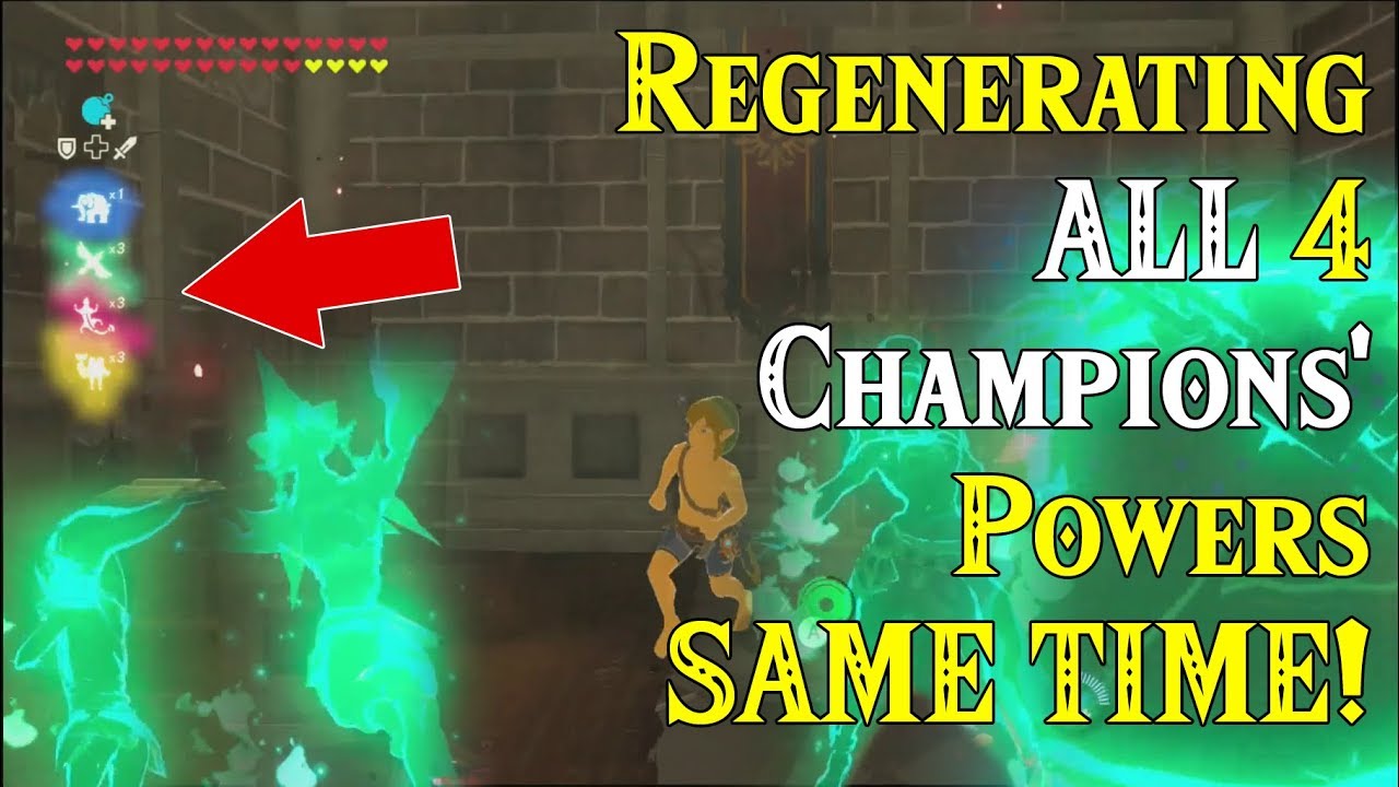 Regenerating ALL 4 Champions' Powers SAME TIME! What's gonna happens? in Zelda Breath of the