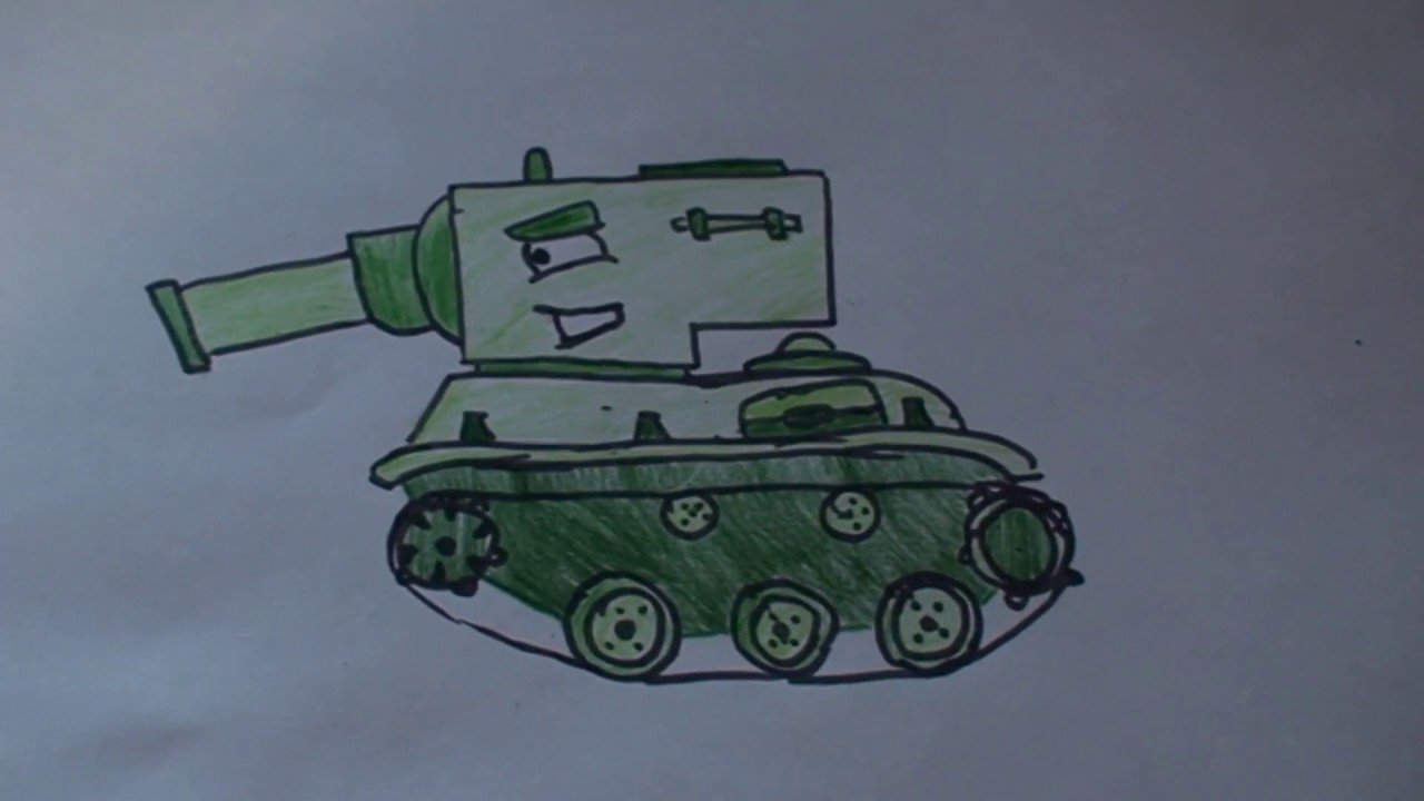 Как нарисовать танк кв 2 карандашом