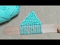 Amazing Woolen Flower Ideas with Stick - Hand Embroidery Flowers Design - Easy Trick - Sewing Hack