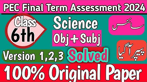 Class 6th Science PEC Final Term School Base Assessment 2024 | SBA Final Term Exam 2024#pec_exam