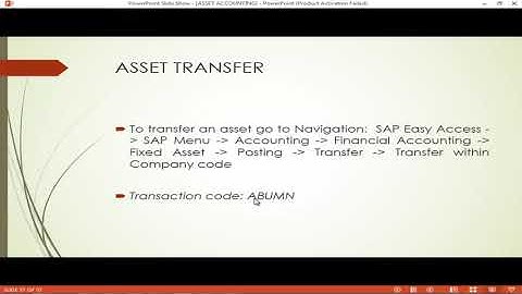 Asset Accounting: Asset Transfer