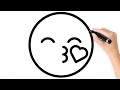Como dibujar al Emoji de beso con corazón   paso a paso