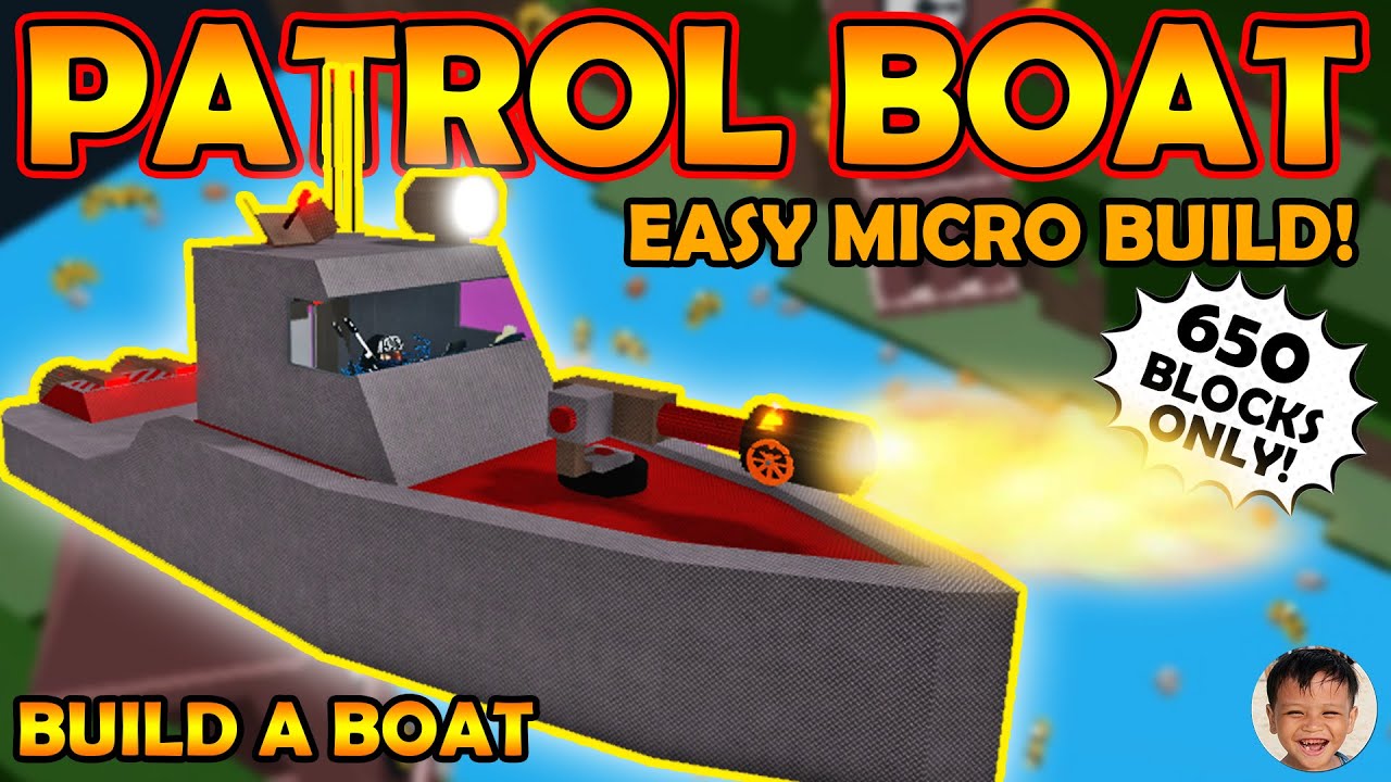 Roblox Build A Boat For Treasure How To Build A Patrol Boat Easy Micro Build War Boat With Turret Yacht Charter World - how to build a boat in roblox