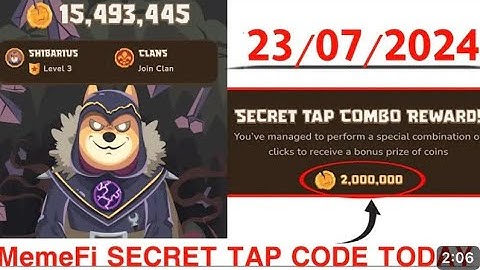 Memefi Secret Reward Combo Today / 23/07/2024| Memefi 2,000,000 Coins