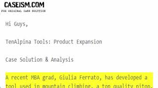 TenAlpina Tools: Product Expansion Case Solution & Analysis Caseism.com