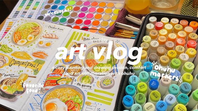 Journal With Me · Drawing My Day + Speed Painting of Food 