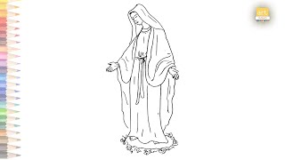 Mother Mary praying outline drawing easy | How to draw Mother Mary drawing step by step | Art janag