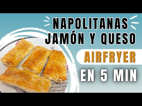Cómo hacer NAPOLITANAS DE JAMÓN Y QUESO SALUDABLES en AIRFRYER en 5 MINUTOS / FÁCIL Y RÁPIDO