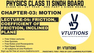 Friction | Coefficient of Friction | Inclined Plane | Chapter 3 Motion Physics Class 11 Sindh Board