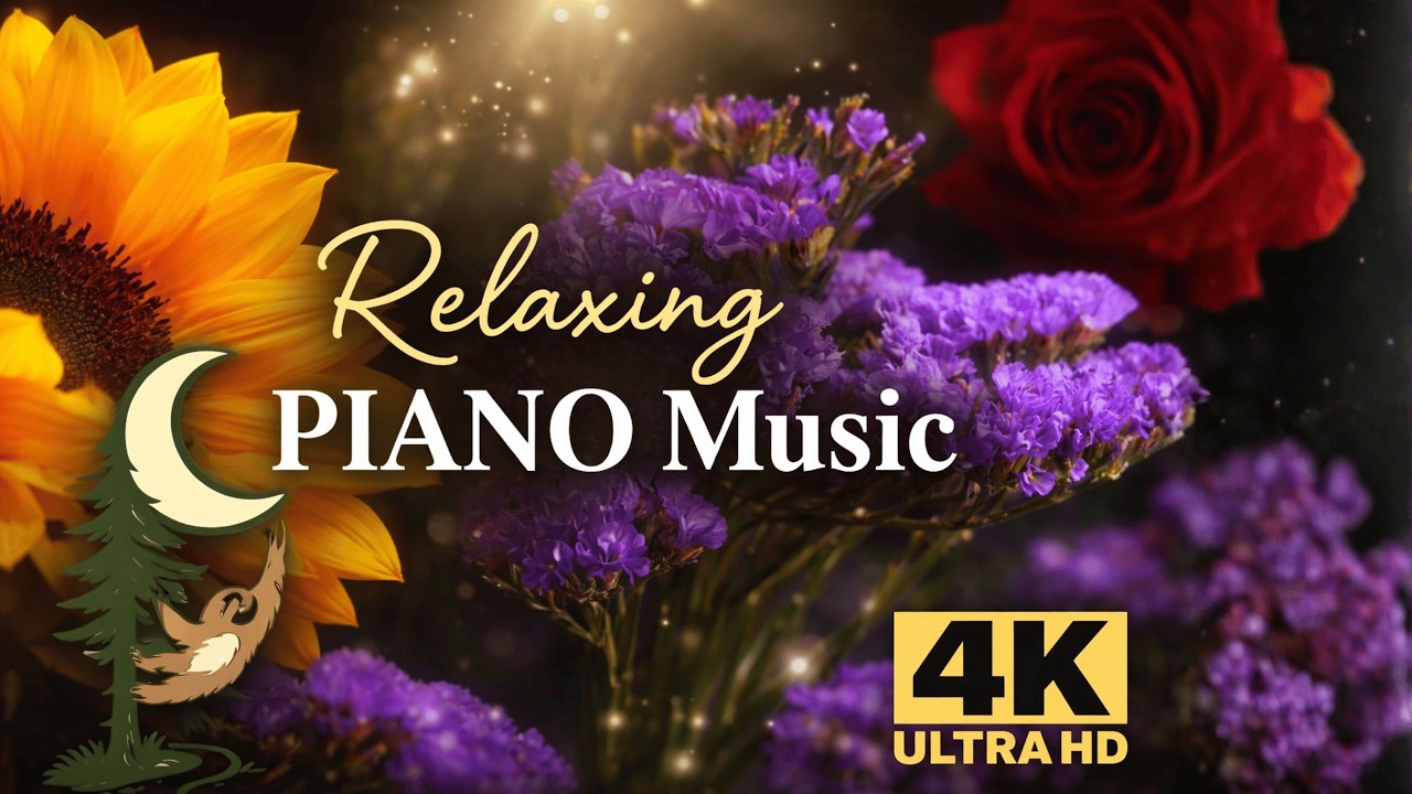 Relaxing Piano Music 1 Hour 4K | Calming Macro Flower Visuals for Sleep & Study