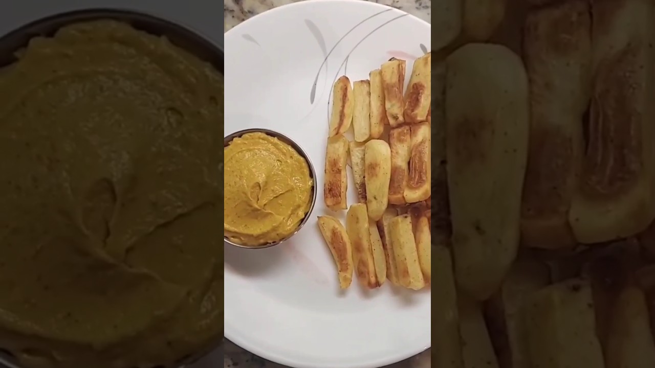 Roasted pumpkin dip with French fries 