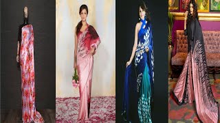 Latest Printed Satin Silk Saree Collection Ll Amazing Satin Silk Saree Designs Ideas