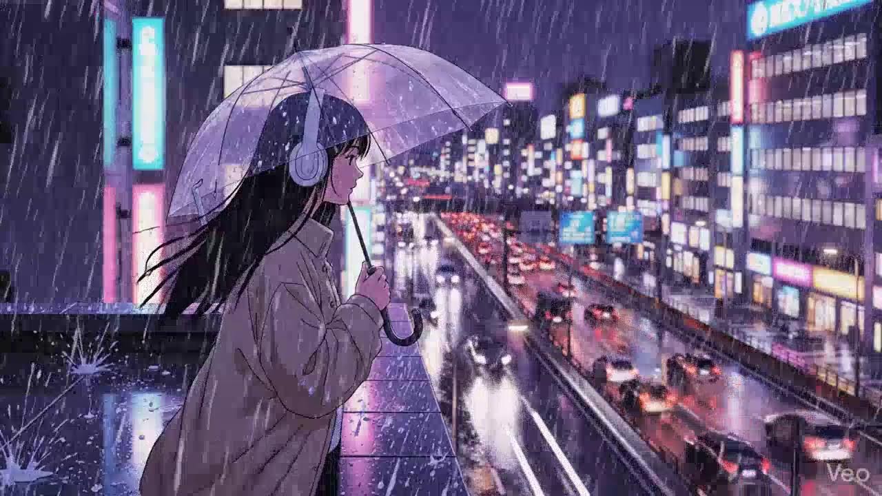 Rainy Night ASMR 🌧️ Neon Japan Lofi Chillhop