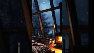 Cozy Christmas Bed Room Ambience,  Fireplace & Jazz Instrumental Music #relaxing #snowfall