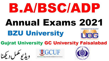 BA/BSC/ADP Part 1 & 2 Annual Exams 2021 latest Date Updates Exams 2021 BZU, UOG, GCUF Updates