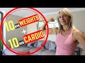 20 min full body home workout  10 mins weights  10 mins hiit