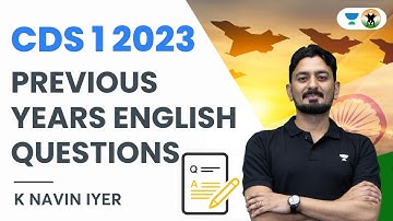 Previous Years English Questions Asked in CDS Exam | K Navin Iyer