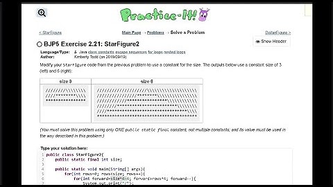 Java Practice It || 2.21 StarFigure || nested for loops