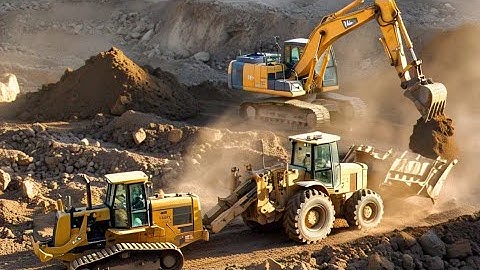 Old Caterpillar Wheel loader loading tractor trolley and Excavator: #tractor #tractorvideo