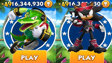Sonic Dash -  Vector vs Idol shadow - All Characters Unlocked - Gameplay
