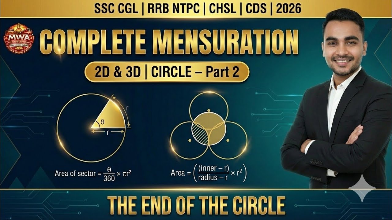Circle Important Types 🔥 Complete Mensuration | 2D & 3D | SSC CGL • RRB NTPC • CHSL 2026