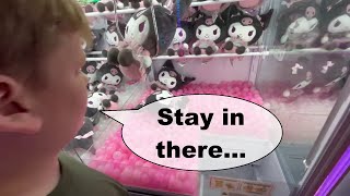 Quick Kuromi Plush Win from Claw Machine at Round1