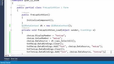 Bài 2  Thiết kế Form Lớp, Sinh viên và xử lý dữ liệu của bảng Lớp - XD phần mềm Quản lý điểm