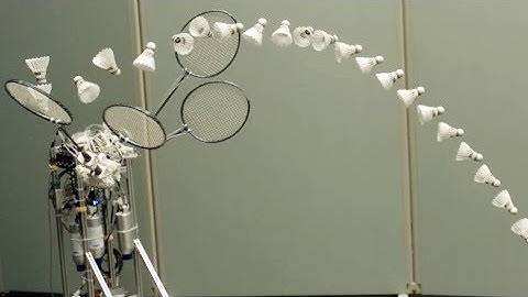 Humanoid robot plays badminton with pneumatic cable cylinders