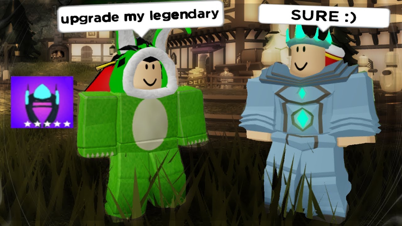 Asking People To Upgrade My Legendary They Scam Lool On Roblox Rumble Quest - getting max level in rumble quest legendary set roblox