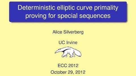ECC2012 - Deterministic elliptic curve primality proving for special sequences